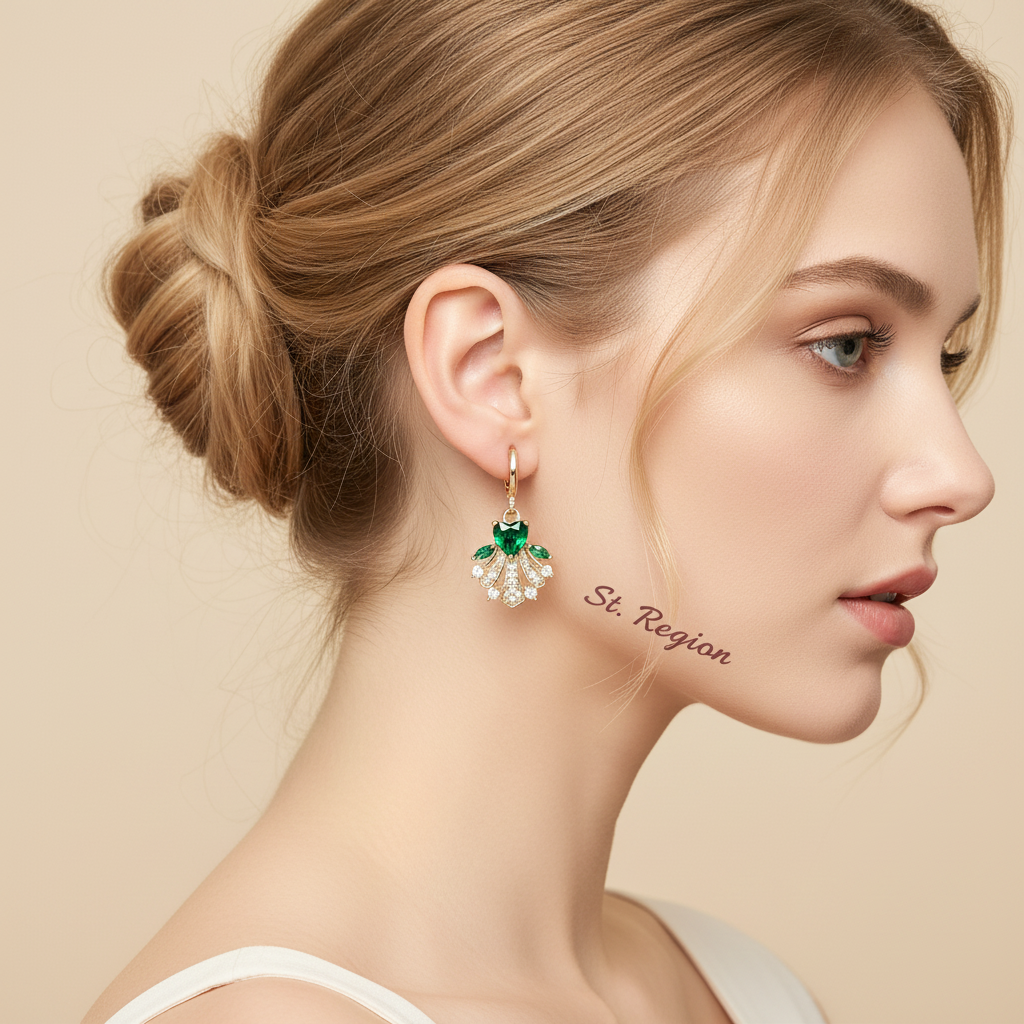 Emerald Crystal & Cubic Zirconia Goldtone Heart-Cut Botany Huggie Earrings - Street Region