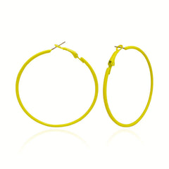Yellow Enamel & Silver-Plated Hoop Earrings
