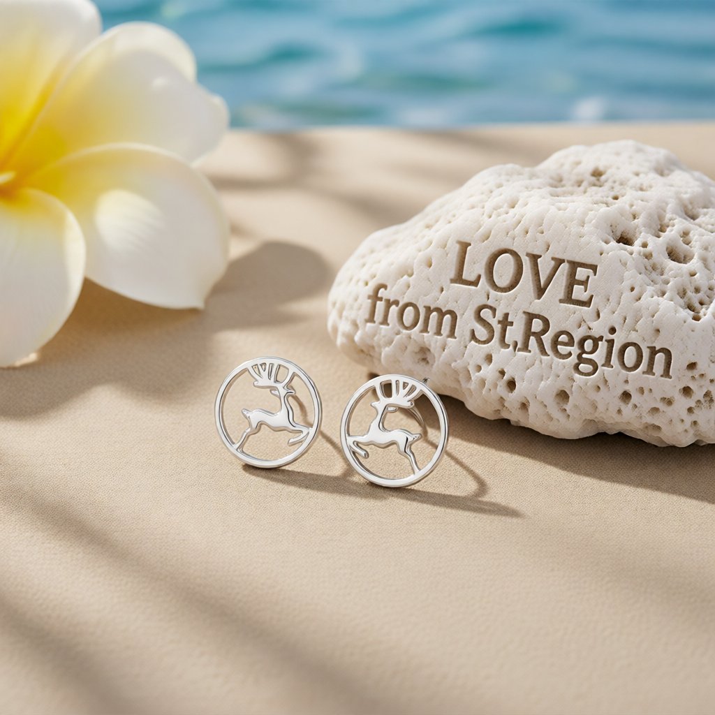 Silver-Plated Reindeer Round Stud Earrings