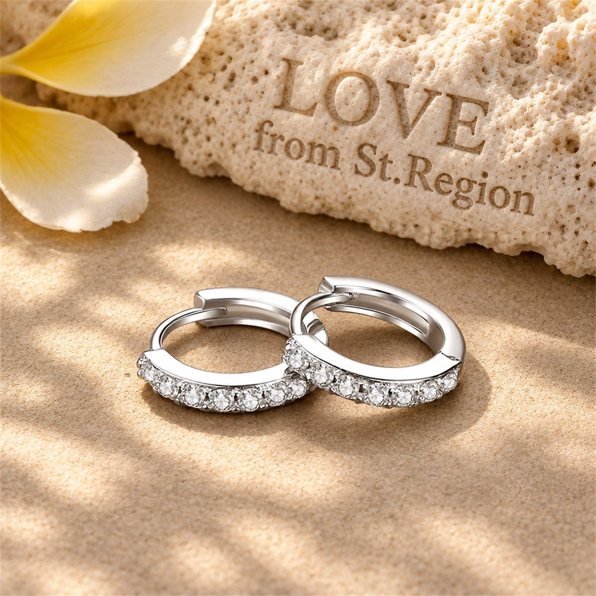 Clear Cubic Zirconia and Silver-Plated Channel-Set Huggie Earrings, silver huggie earrings, lifestyle look