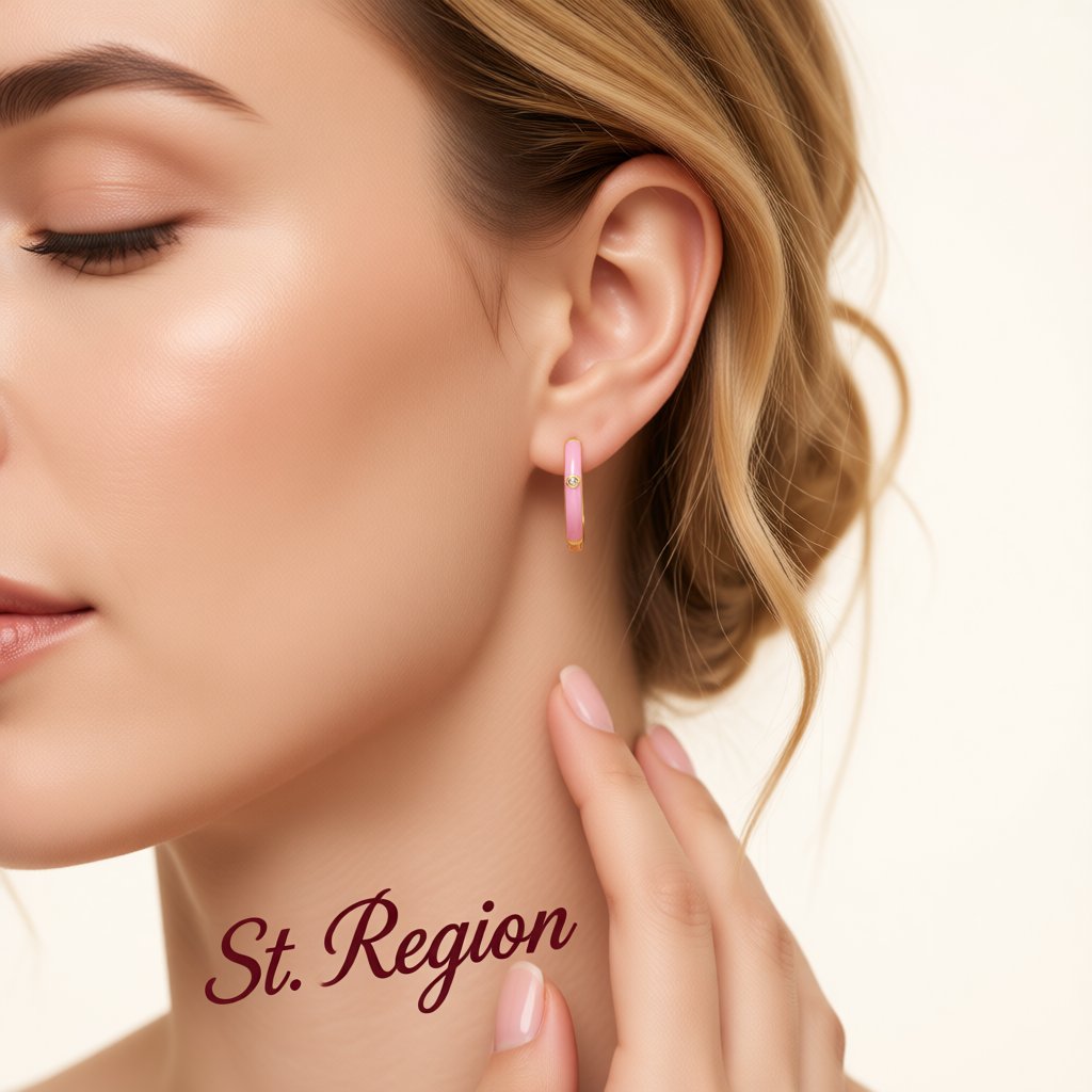 Pink and Cubic Zirconia Huggie Earrings, huggie earrings, dainty minimalist design, styled look