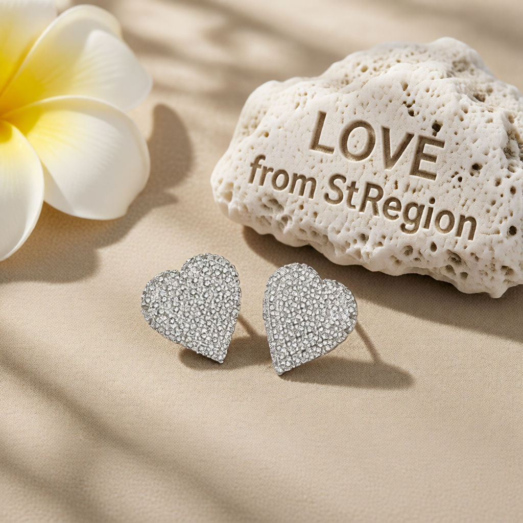 Cubic Zirconia & Silver-Plated Heart Stud Earrings