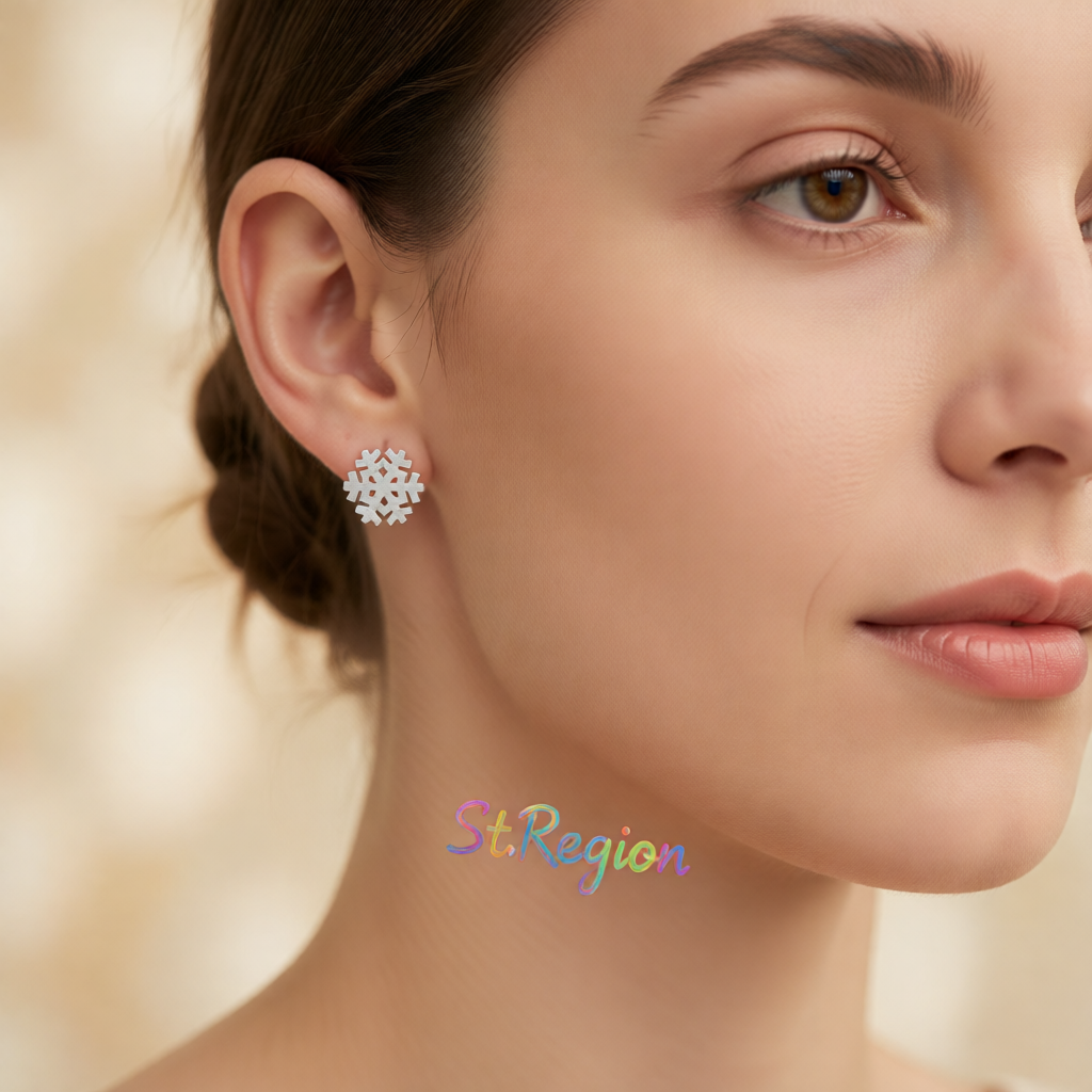 Silver-Plated Snowflake Stud Earrings
