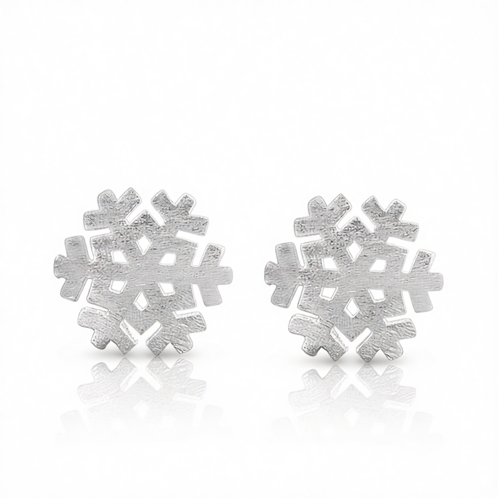 Silver-Plated Snowflake Stud Earrings