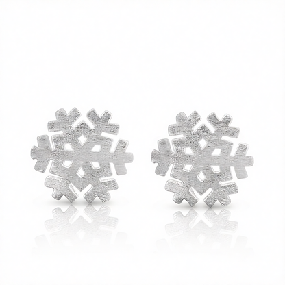Silver-Plated Snowflake Stud Earrings