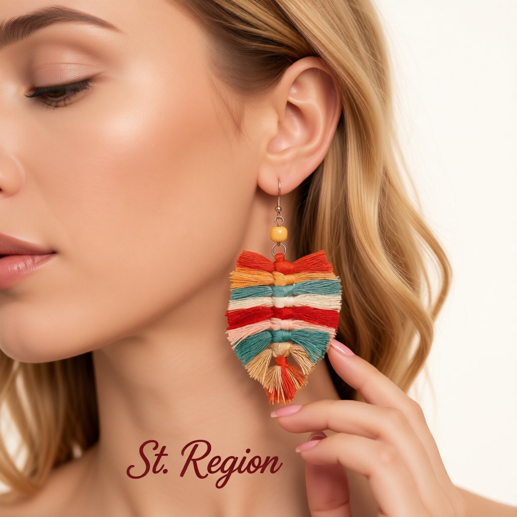 Red and Orange Howlite Palm Leaf Drop Earrings, drop earrings for women, vintage-inspired design, styled look