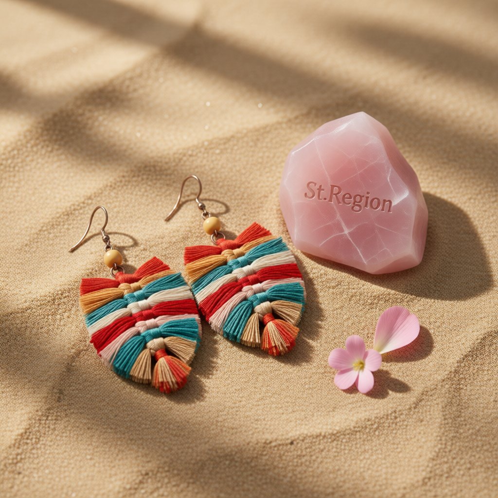 Red and Orange Howlite Palm Leaf Drop Earrings, drop earrings for women, vintage-inspired design, detail close-up