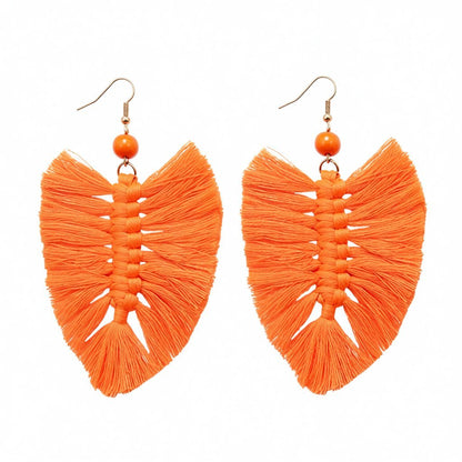 Orange Howlite Palm Leaf Drop Earrings, drop earrings for women, elegant gift for her, side view