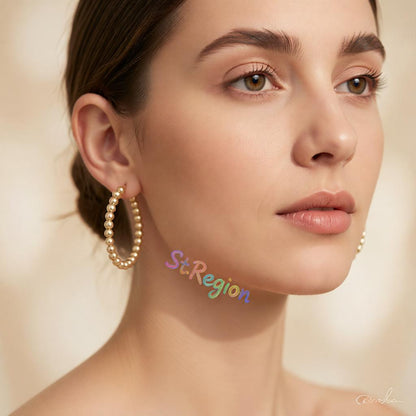 18K Gold-Plated Beaded Hoop Earrings, gold hoop earrings for women, dainty minimalist design, styled look