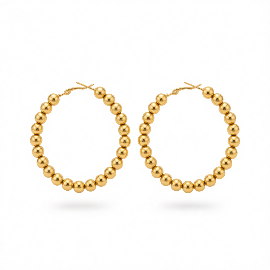 18K Gold-Plated Beaded Hoop Earrings