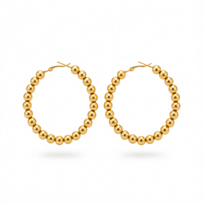 18K Gold-Plated Beaded Hoop Earrings