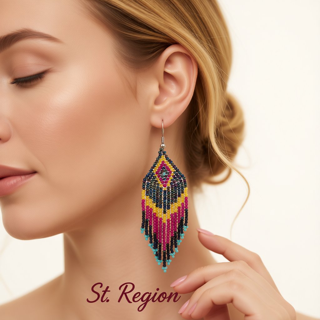 Yellow and Fuchsia Howlite Rhombus Tassel Drop Earrings, drop earrings for women, botanical inspired, styled look