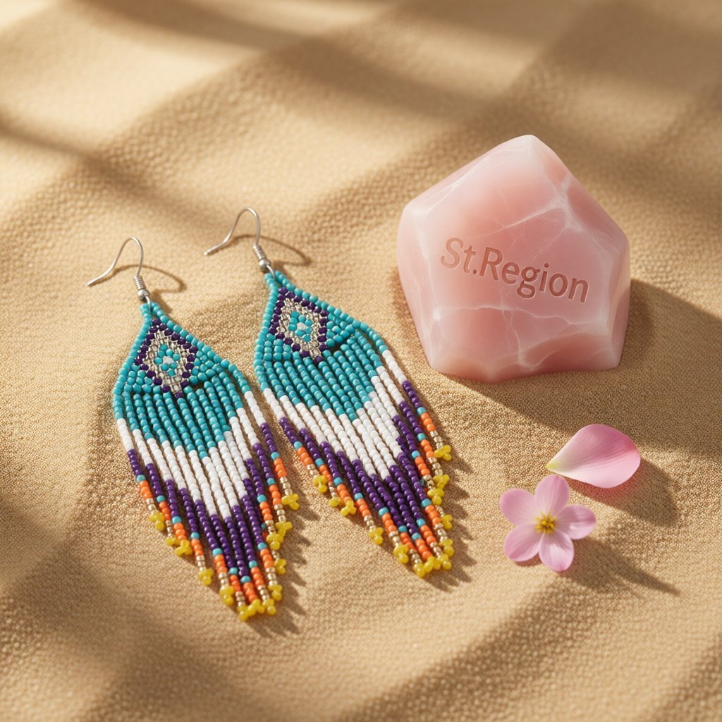 Blue and White Howlite Geometric Tassel Drop Earrings, drop earrings for women, elegant gift for her, detail close-up