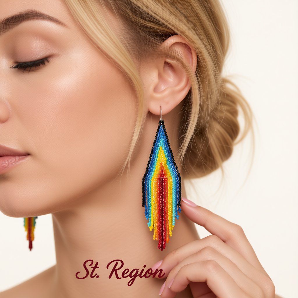 Blue and Red Rainbow Howlite Tassel Drop Earrings, drop earrings for women, vintage-inspired design, styled look