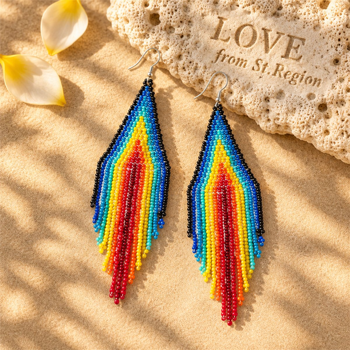 Blue and Red Rainbow Howlite Tassel Drop Earrings, drop earrings for women, vintage-inspired design, lifestyle look
