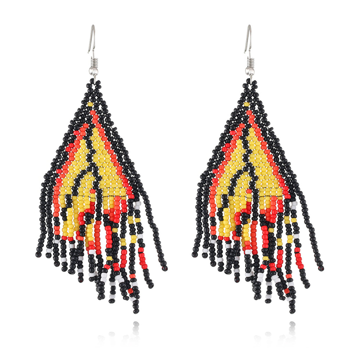 Yellow and Black Howlite Butterfly Tassel Drop Earrings, drop earrings for women, botanical inspired, side view