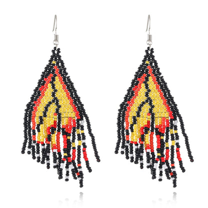 Yellow and Black Howlite Butterfly Tassel Drop Earrings, drop earrings for women, botanical inspired, side view
