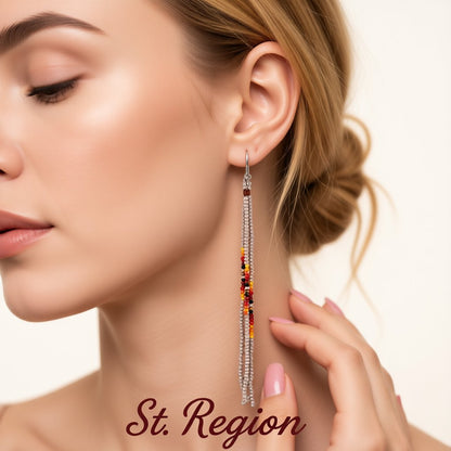 Brown Howlite and Silver-Plated Tassel Drop Earrings, silver drop earrings for women, botanical inspired, styled look