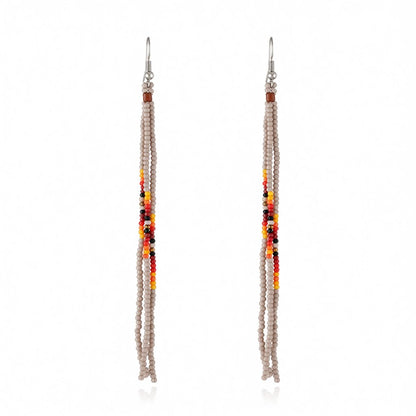Brown Howlite and Silver-Plated Tassel Drop Earrings, silver drop earrings for women, botanical inspired, side view
