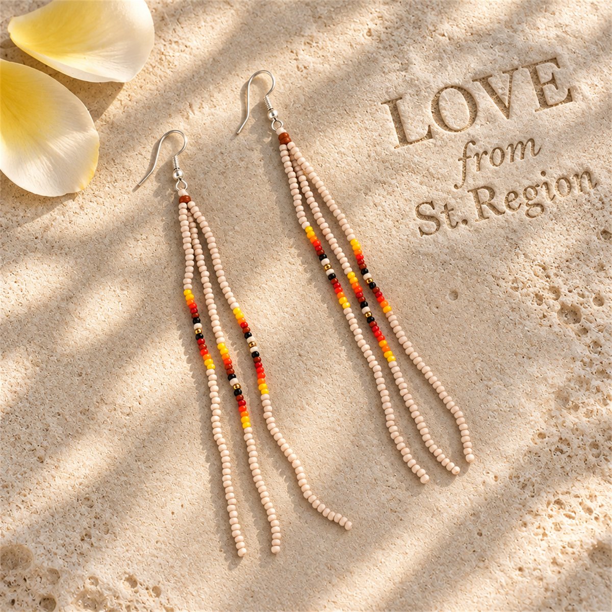 Brown Howlite and Silver-Plated Tassel Drop Earrings, silver drop earrings for women, botanical inspired, lifestyle look