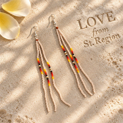 Brown Howlite and Silver-Plated Tassel Drop Earrings, silver drop earrings for women, botanical inspired, lifestyle look
