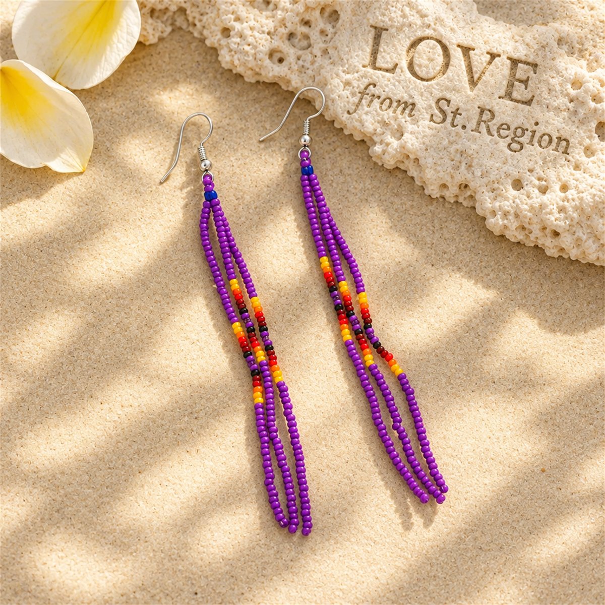 Purple Howlite and Silver-Plated Tassel Drop Earrings, silver drop earrings for women, lifestyle look