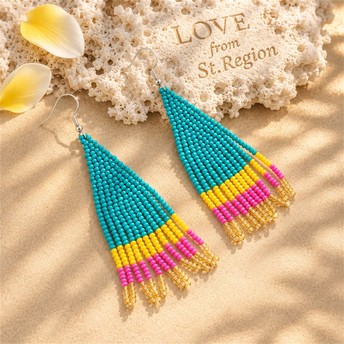 Teal Howlite Tassel Drop Earrings, drop earrings for women, dainty minimalist design, lifestyle look