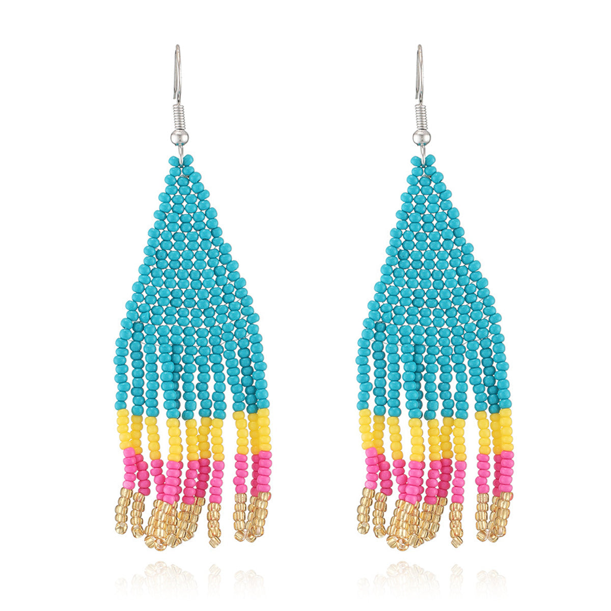 Teal Howlite Tassel Drop Earrings, drop earrings for women, dainty minimalist design, side view