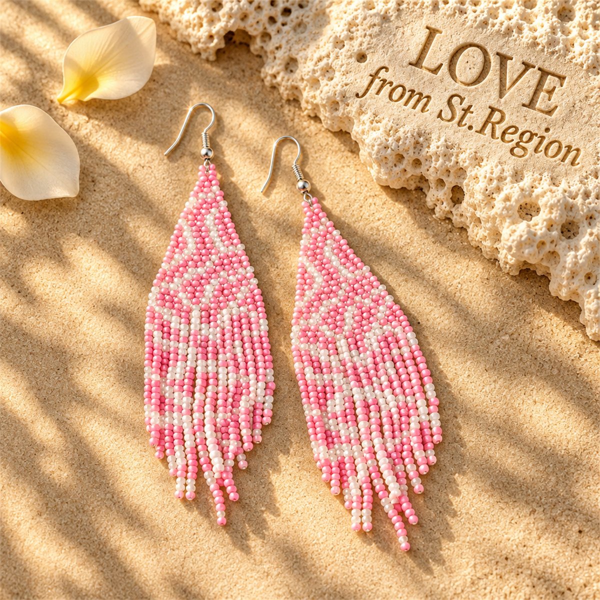 Pink Howlite and Silver-Plated Bead Tassel Drop Earrings, silver drop earrings for women, everyday style, lifestyle look