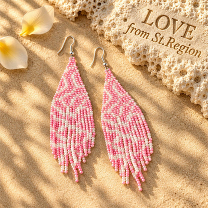 Pink Howlite and Silver-Plated Bead Tassel Drop Earrings, silver drop earrings for women, everyday style, lifestyle look