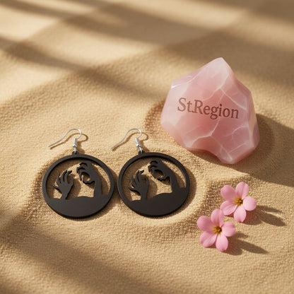 Black Acrylic Corpse Hand Drop Earrings, drop earrings for women, elegant gift for her, detail close-up