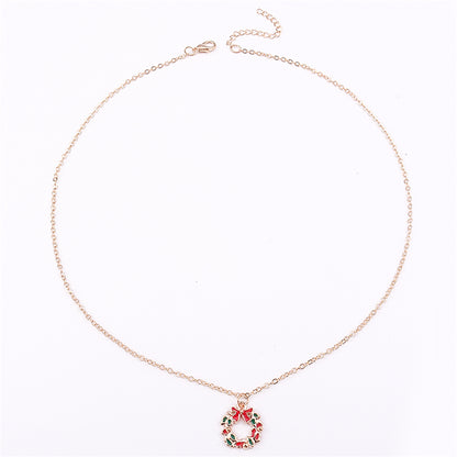 Red Enamel and 18K Gold-Plated Wreath Pendant Necklace, gold pendant necklace for women, elegant gift for her, side view