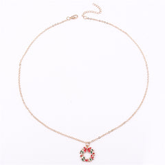 Red Enamel & 18K Gold-Plated Wreath Pendant Necklace