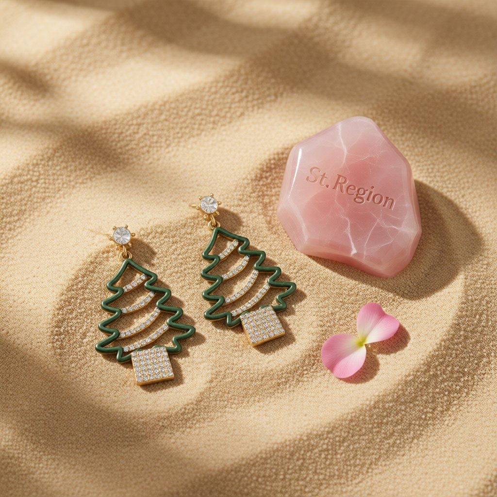 Cubic Zirconia and 18K Gold-Plated Openwork Christmas Tree Drop Earrings, gold drop earrings for women, detail close-up