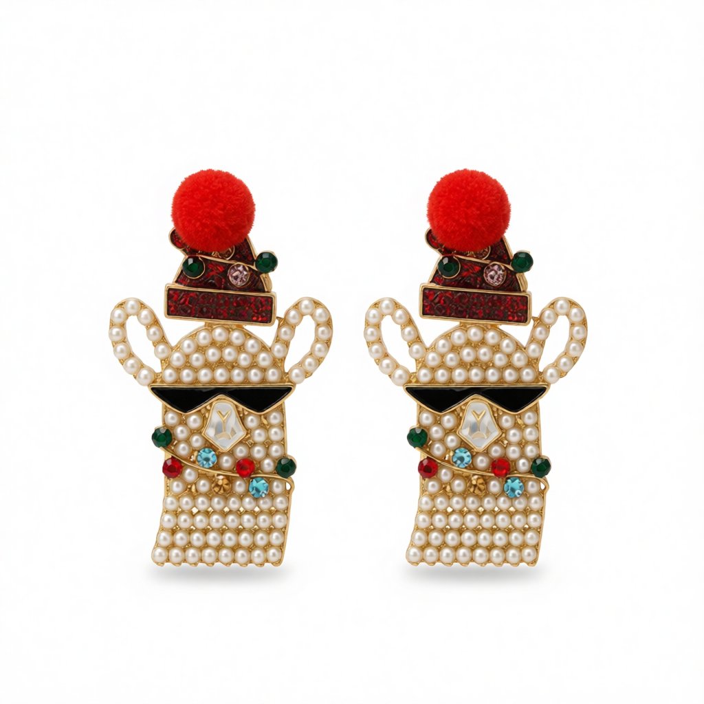 Cubic Zirconia and  Pearl 18K Gold-Plated Alpaca Drop Earrings, gold drop earrings for women, botanical inspired, side view
