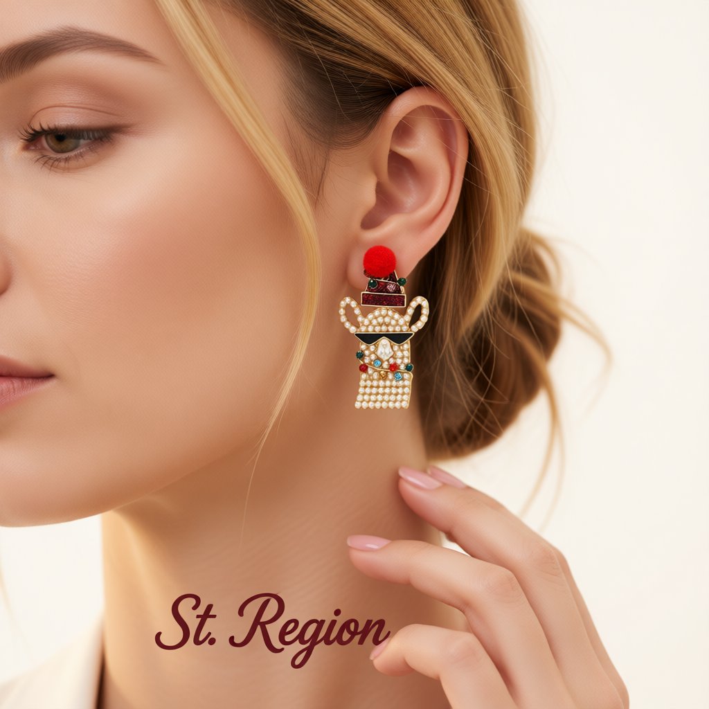 Cubic Zirconia and  Pearl 18K Gold-Plated Alpaca Drop Earrings, gold drop earrings for women, botanical inspired, styled look