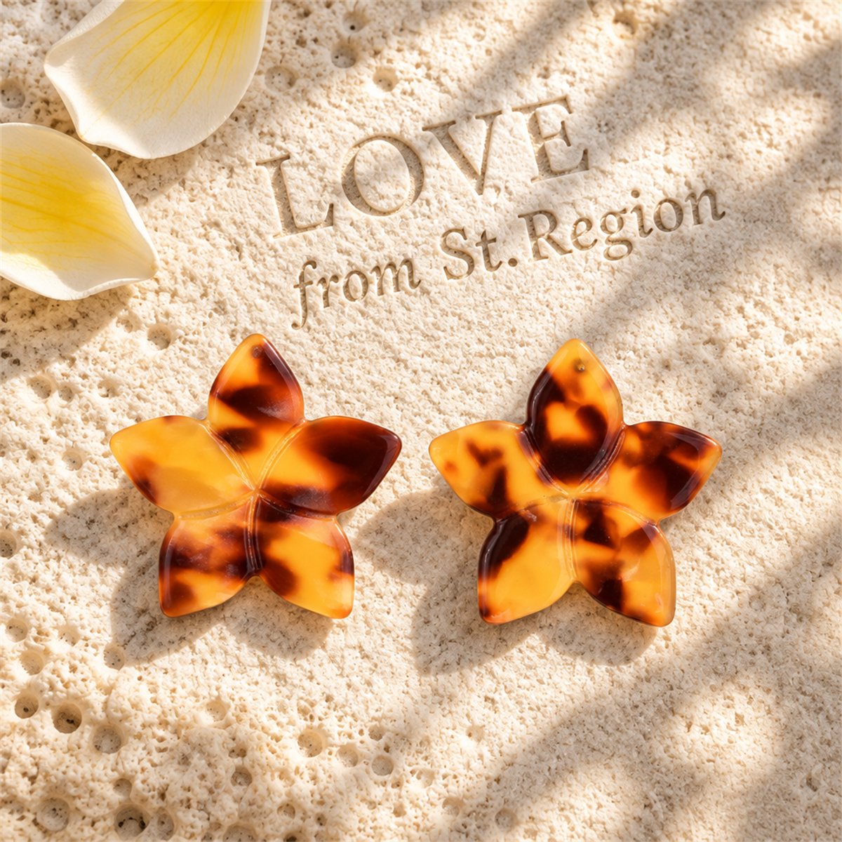 Yellow Acrylic and Silver-Plated Flower Stud Earrings, silver stud earrings for women, lifestyle look