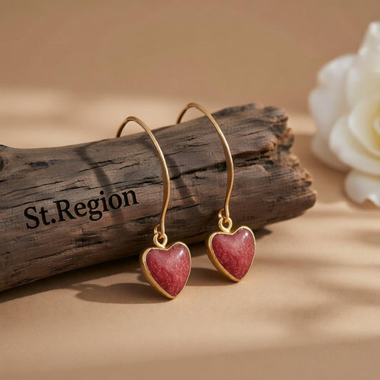 Quartz & 18K Gold-Plated Heart Drop Earrings