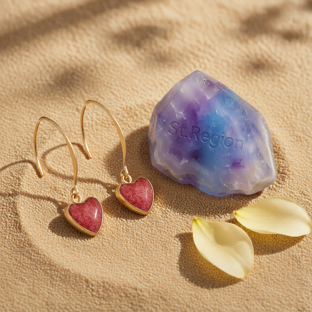 Quartz & 18K Gold-Plated Heart Drop Earrings