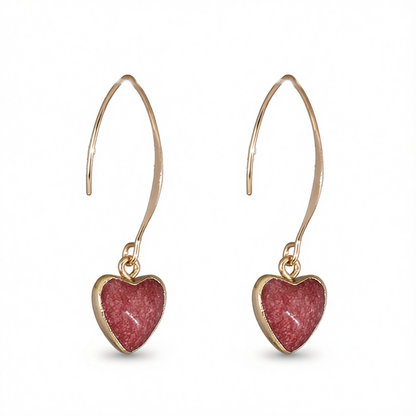 Quartz & 18K Gold-Plated Heart Drop Earrings