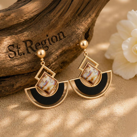 Abalone Shell & 18K Gold-Plated Square Fan Drop Earrings