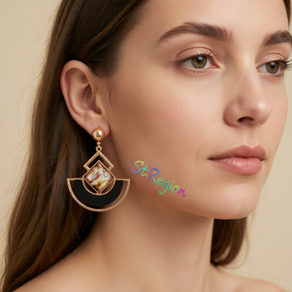 Abalone Shell & 18K Gold-Plated Square Fan Drop Earrings