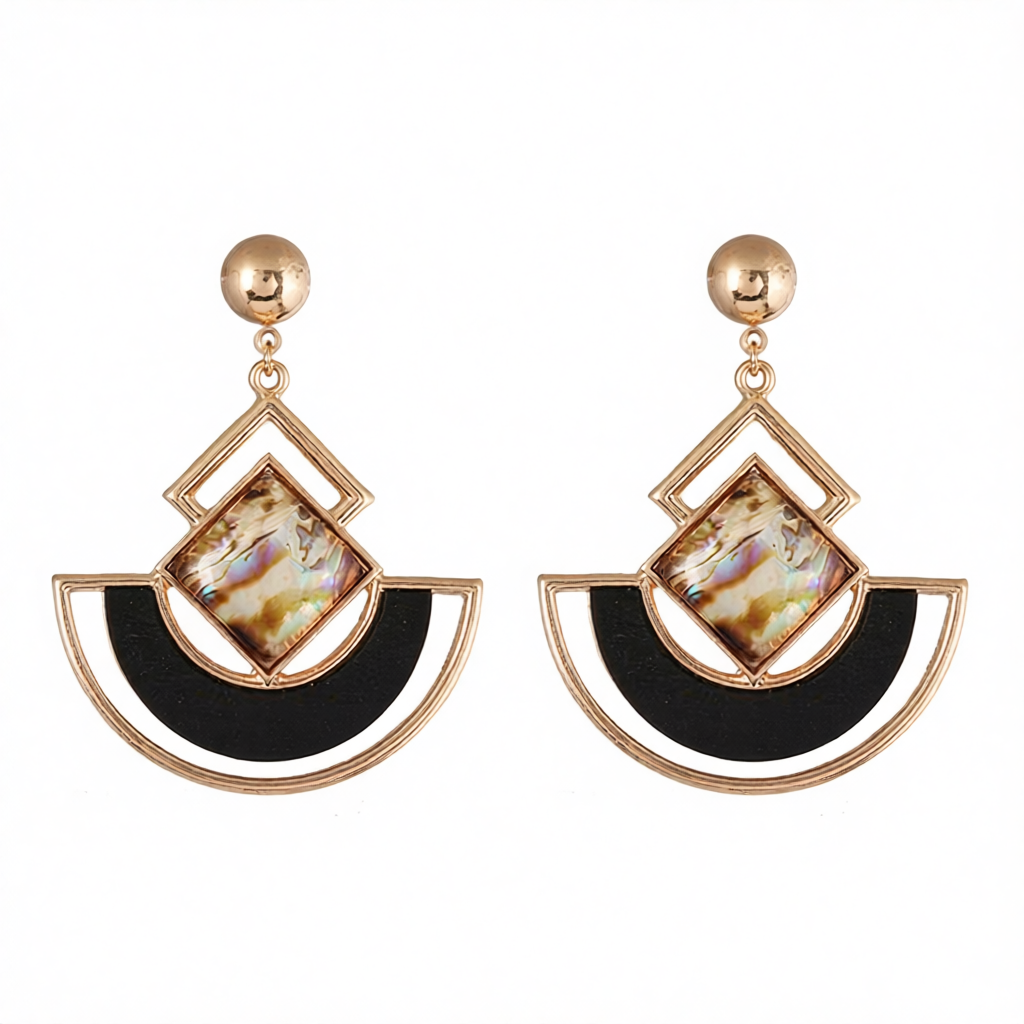 Abalone Shell & 18K Gold-Plated Square Fan Drop Earrings