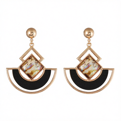 Abalone Shell & 18K Gold-Plated Square Fan Drop Earrings