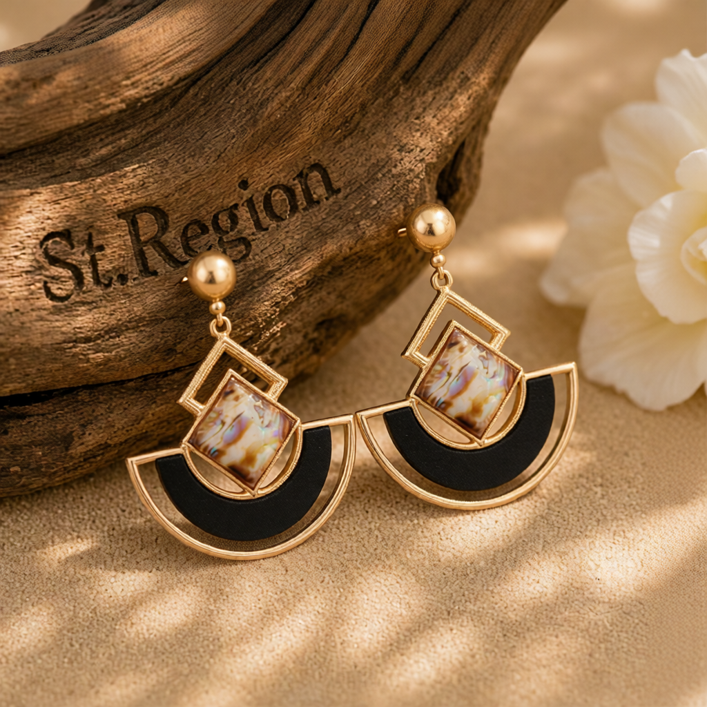 Abalone Shell & 18K Gold-Plated Square Fan Drop Earrings