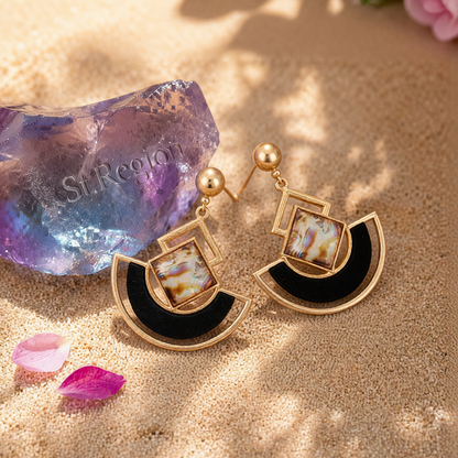 Abalone Shell & 18K Gold-Plated Square Fan Drop Earrings