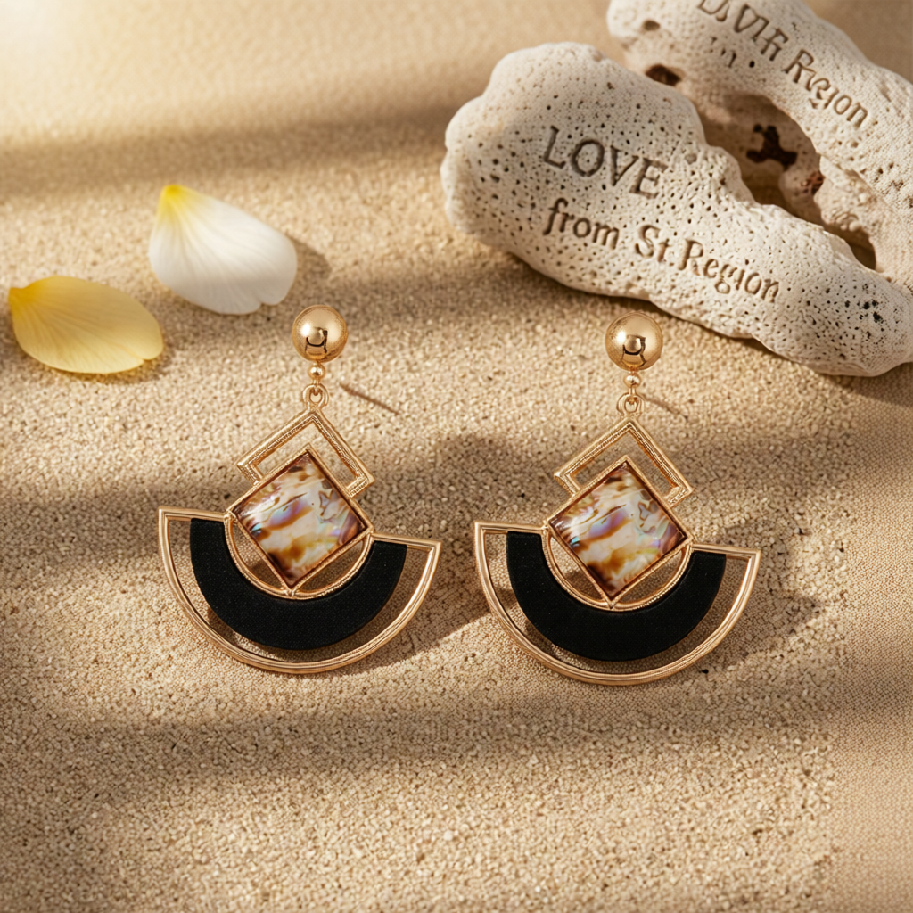 Abalone Shell & 18K Gold-Plated Square Fan Drop Earrings