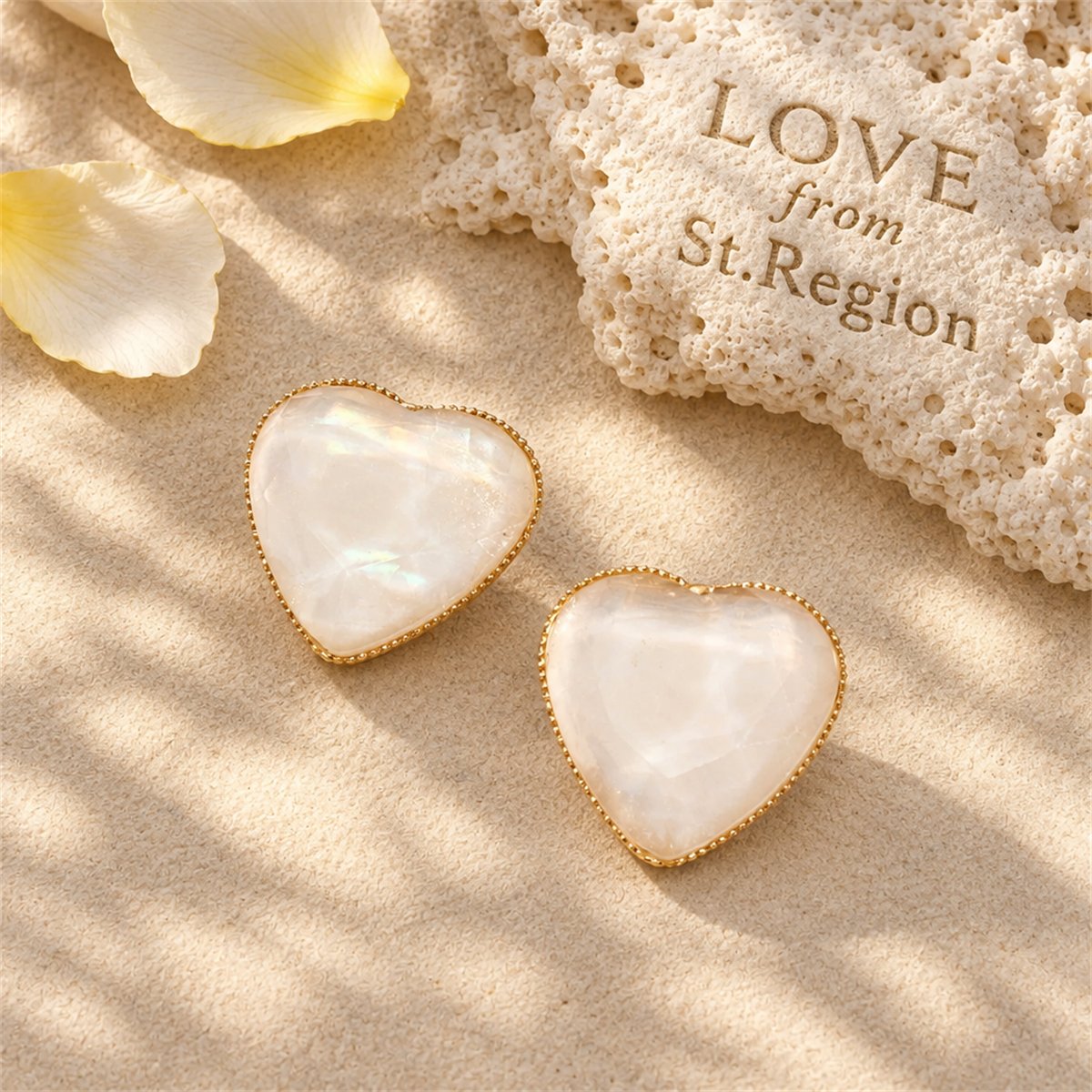 Pink Shell and 18K Gold-Plated Heart Stud Earrings, gold stud earrings for women, vintage-inspired design, lifestyle look