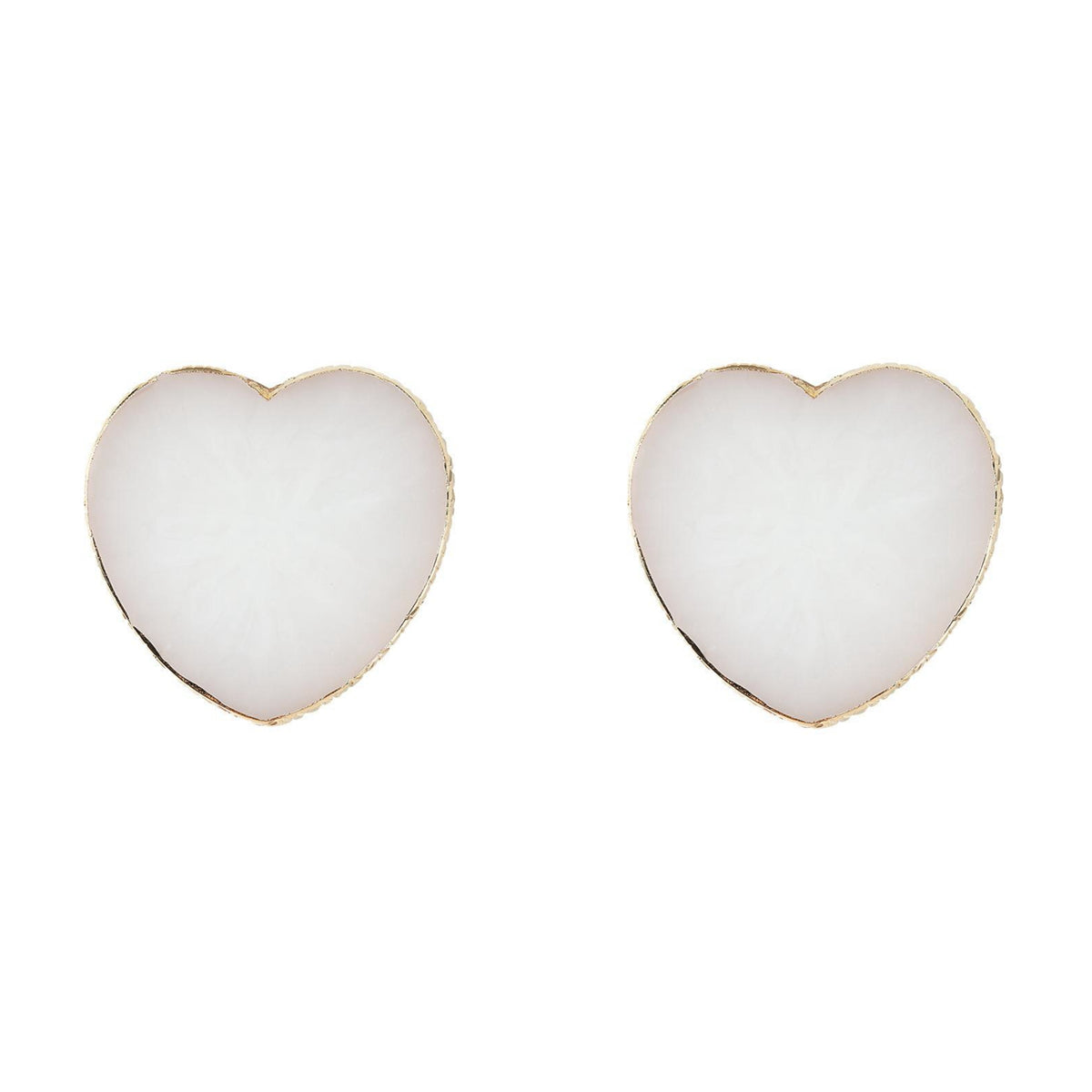 Pink Shell and 18K Gold-Plated Heart Stud Earrings, gold stud earrings for women, vintage-inspired design, side view