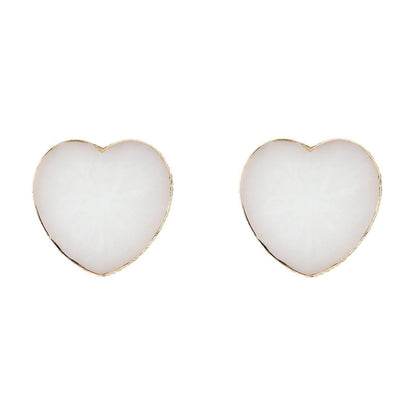 Pink Shell and 18K Gold-Plated Heart Stud Earrings, gold stud earrings for women, vintage-inspired design, side view